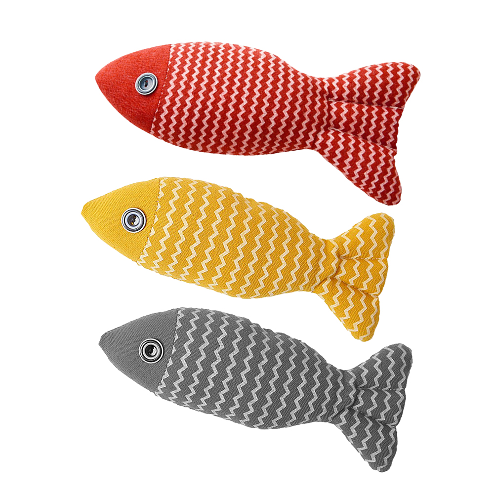 摩達客寵物-貓咪紓壓麻布貓薄荷魚型玩具布偶-兩入組(三色隨機)-大號30cm逗貓陪伴自嗨解悶, , large