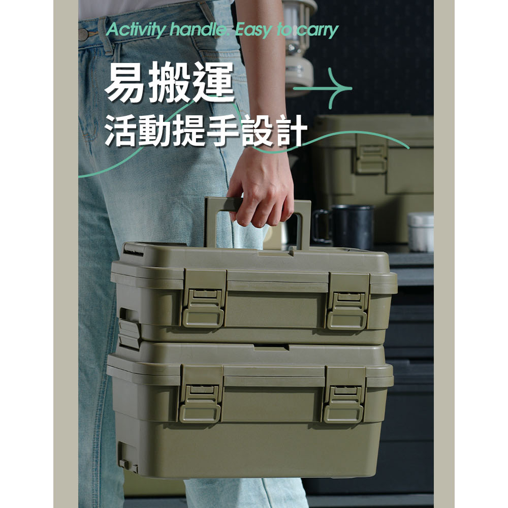 【AOTTO】4L+6L多功能加厚軍規雙層收納工具箱(AL-2031W), , large