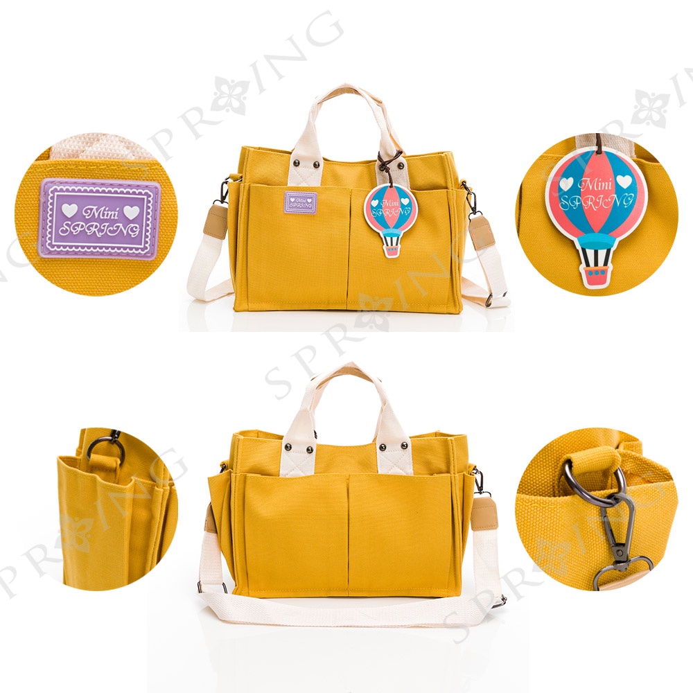 SPRING-日式簡約文青帆布大方包手提包斜背包-多色, , large