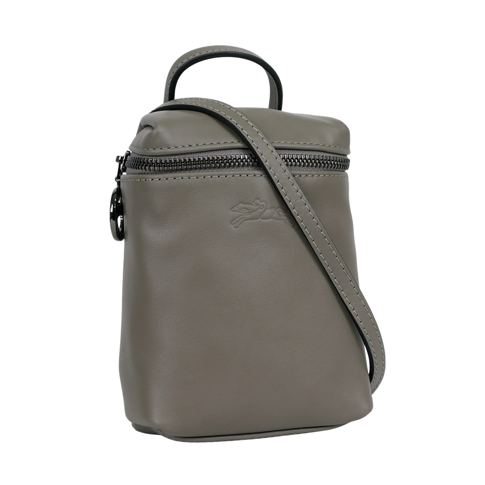 LONGCHAMP Le Pliage Xtra XS 小牛皮拉鍊迷你手提/斜背二用包/斑鳩灰, , large