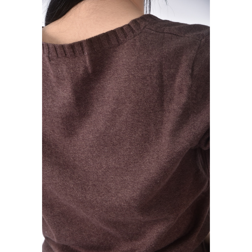 (S) laura ashley質感棉質圓領棕色短袖上衣二手衣, , large