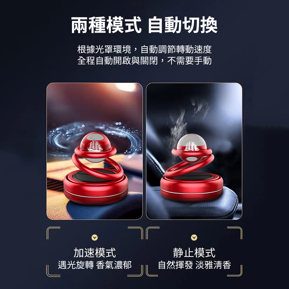 科技感十足【太陽能懸浮星球香氛】水晶球轉呀轉 就像在宇宙中 遇光旋轉 加速揮發香氣 車用 室內用 空氣清淨 除異味 抗菌, , large
