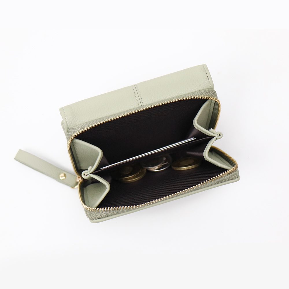 Ribbon&eacute; 柔霧翻蓋零錢中夾-粉色 女夾 韓系氣質皮夾 可愛短夾 人氣女用皮夾, , large