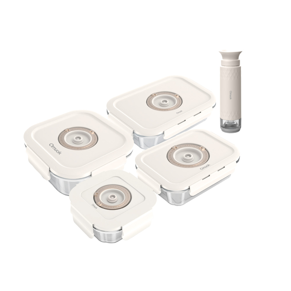 【amuok】Keep Fresh 真空玻璃保鮮盒 抽真空保鮮盒套組 5件套裝組合 禮盒, , large