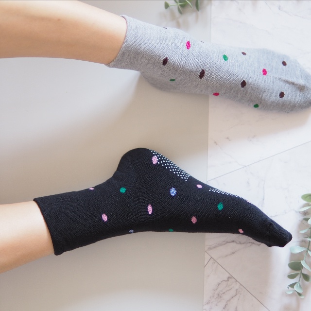 [Kaimei Cotton Industry] 6 pairs set, random and excellent IT made in Taiwan, no bunch marks, wide mouth women's version of senior socks - colorful dots, , large