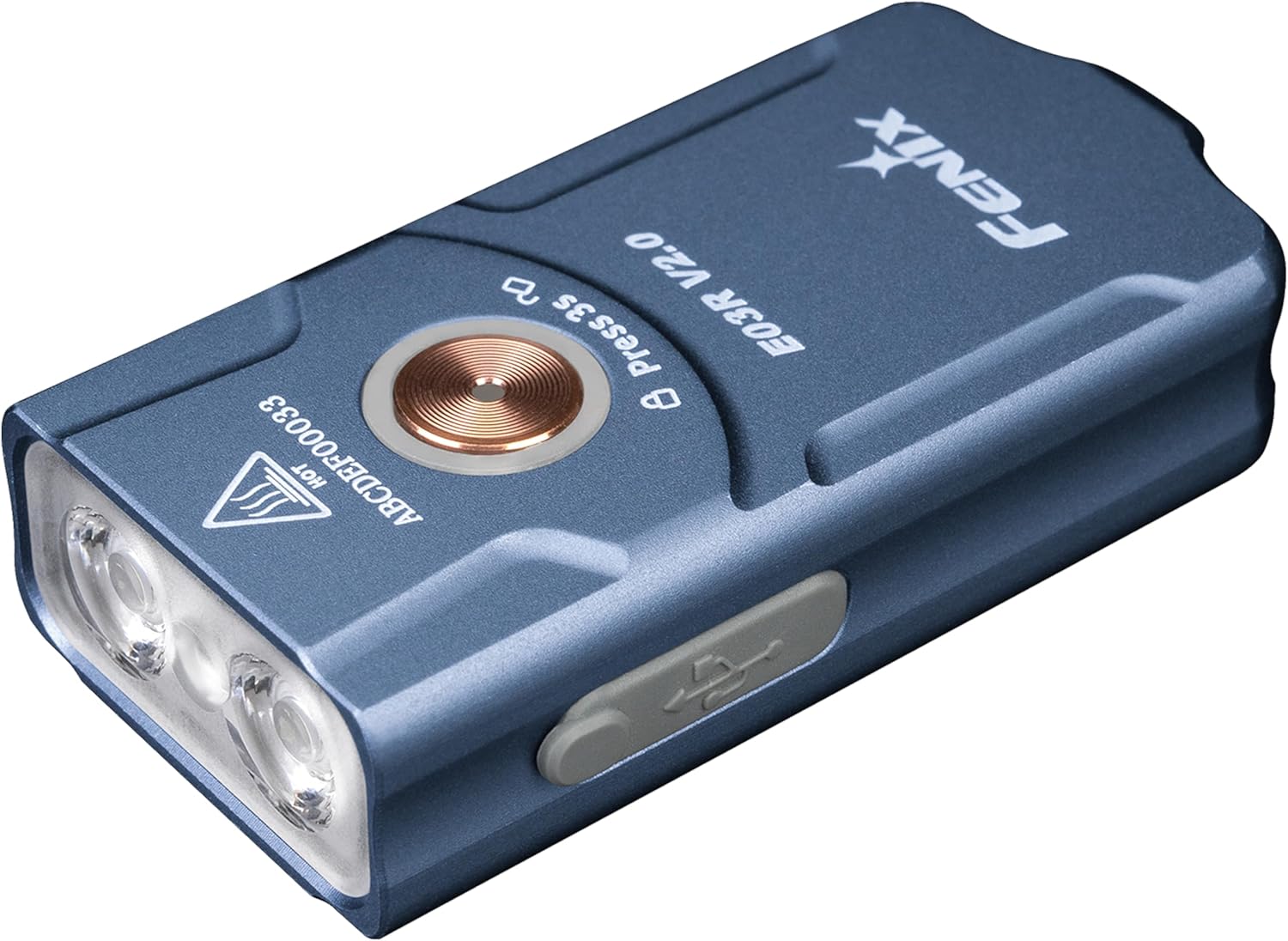 [FENIX] V2.0 500流明 90米 全金屬鑰匙圈手電筒 紅白雙光源 一鍵操控 清新藍灰/E03R, , large