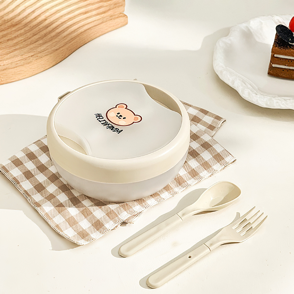 【上手家居】小熊水果盒 小熊附叉匙(餐盒/沙拉盒/零食盒/野餐盒/早餐盒), , large