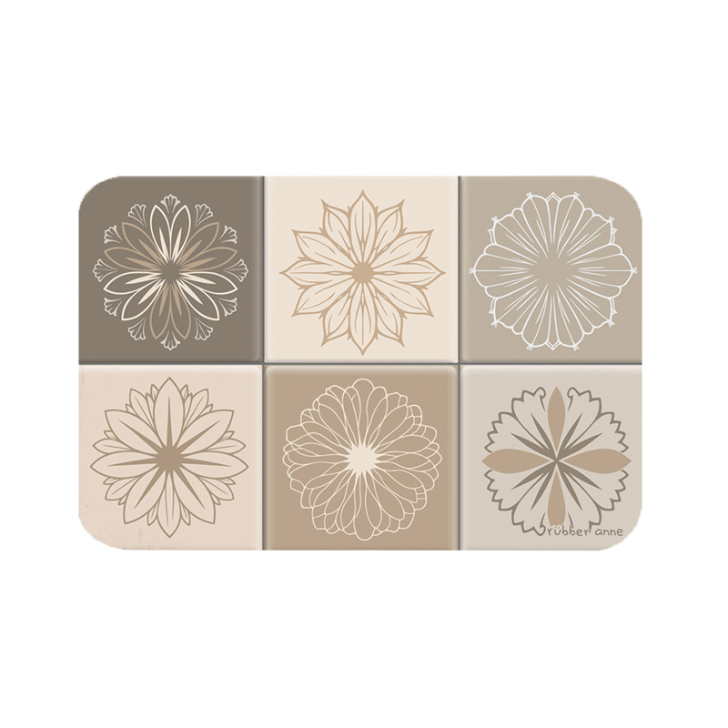 【Monster】 Soft Diatomaceous Earth Absorbent Mat &ndash; Floral Seal Series (60x40cm) &ndash; Square Amber