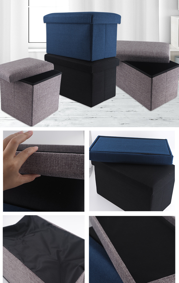 品田日居/麻布收納椅凳/方形-3入, , large