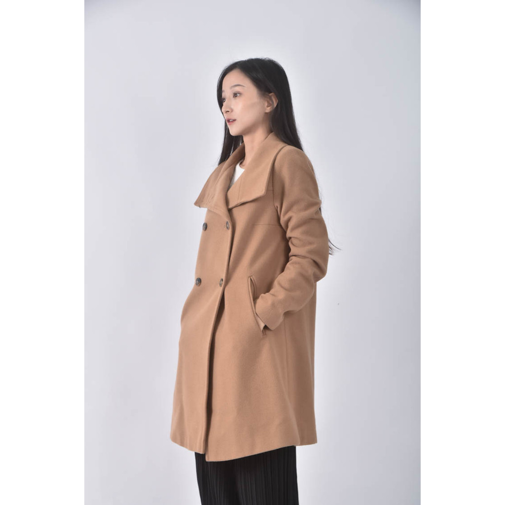 (M) united colors of benetton排扣棕色綁帶外套二手衣, , large