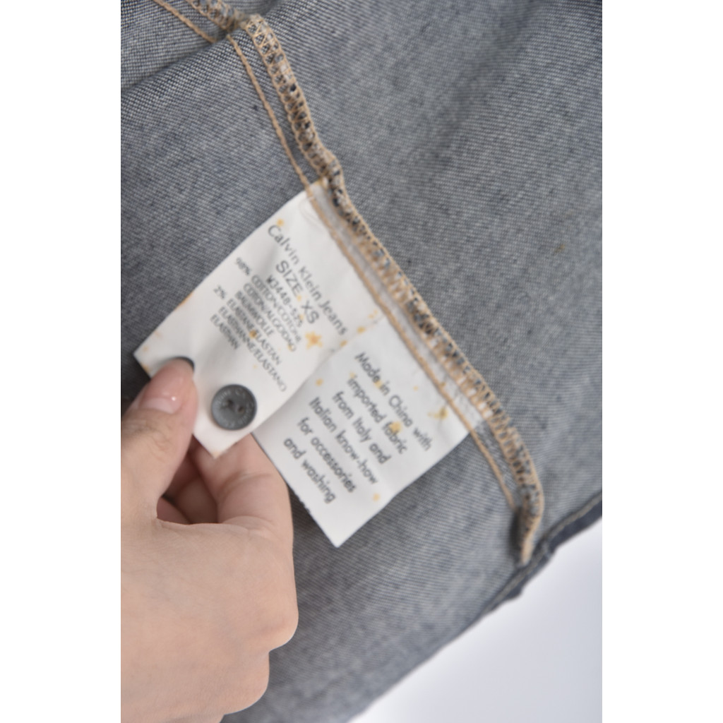 (S) calvin klein丹寧牛仔質感棉質藍色短袖上衣二手衣, , large