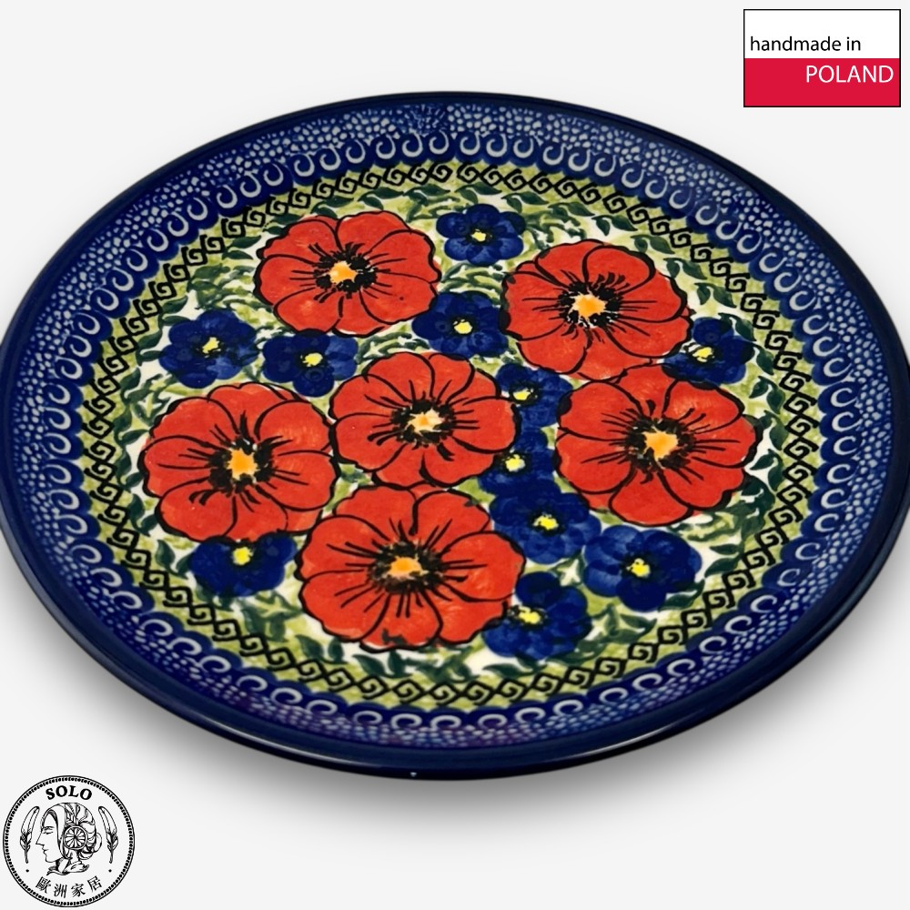 【SOLO歐洲家居】波蘭製 Cerraf 波蘭陶 19cm 圓盤 紅藍花徑系列, , large