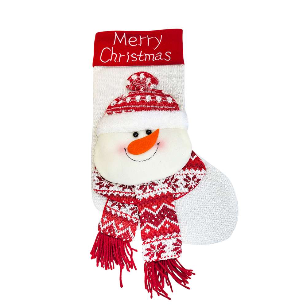 摩達客-溫暖紅白紋聖誕襪-聖誕雪人款-耶誕派對交換禮物, , large