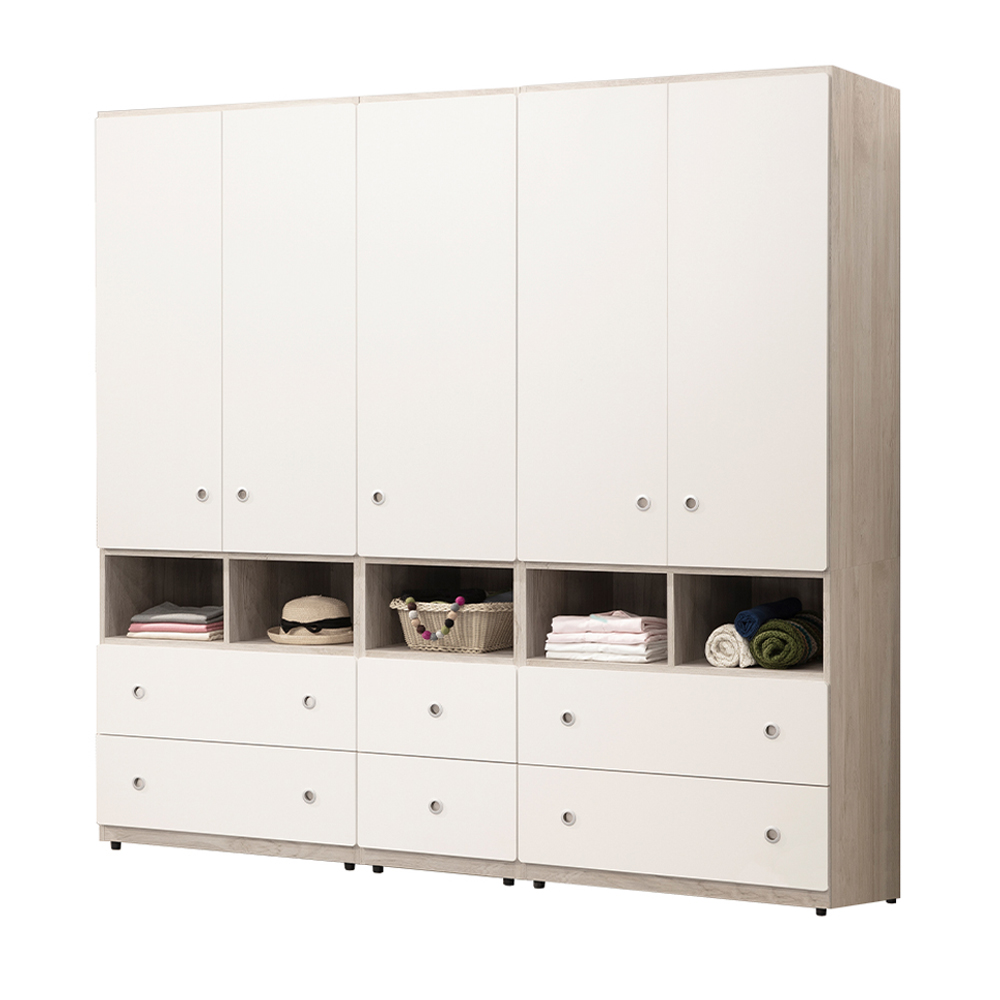 【唯熙傢俱】溫妮淺灰雙色6.9尺衣櫃