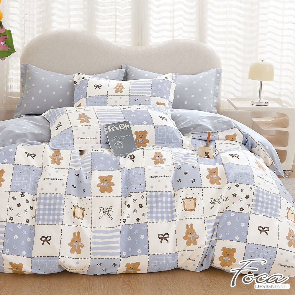 【FOCA買一送一+三防枕x2】100%精梳純棉舖棉兩用被床包組(單/雙/加/特), , large