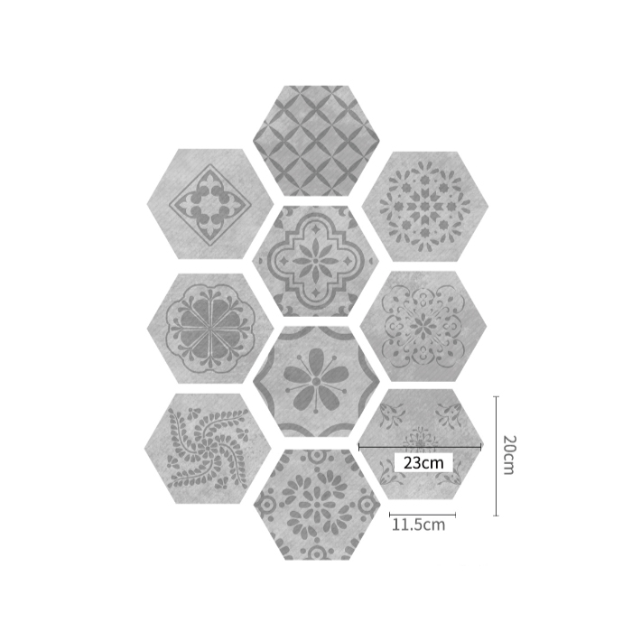 Hexagonal cement texture wall sticker Cement solid color, , large