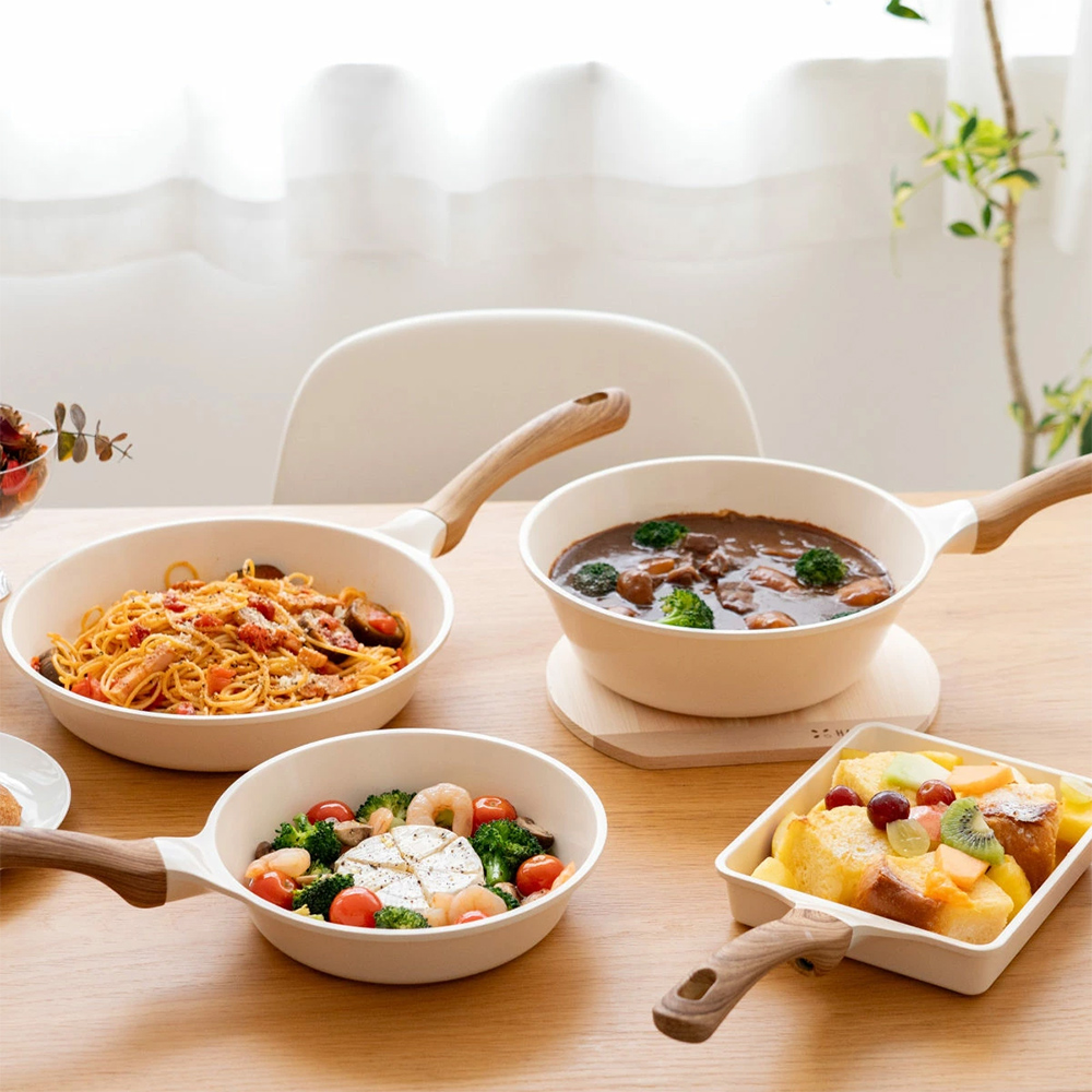 【HANAKO】Japan 6-Layer Ceramic Nonstick Deep Wok 24cm (Compatible with IH & Gas Stoves / Fast Heating & Easy to Clean / Lightweight Design), , large