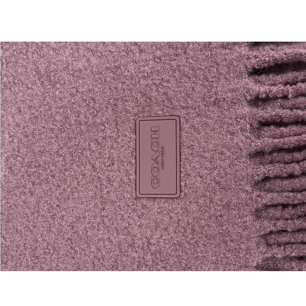 COACH 橡膠Logo 素面羊駝毛圍巾/粉紫色, , large