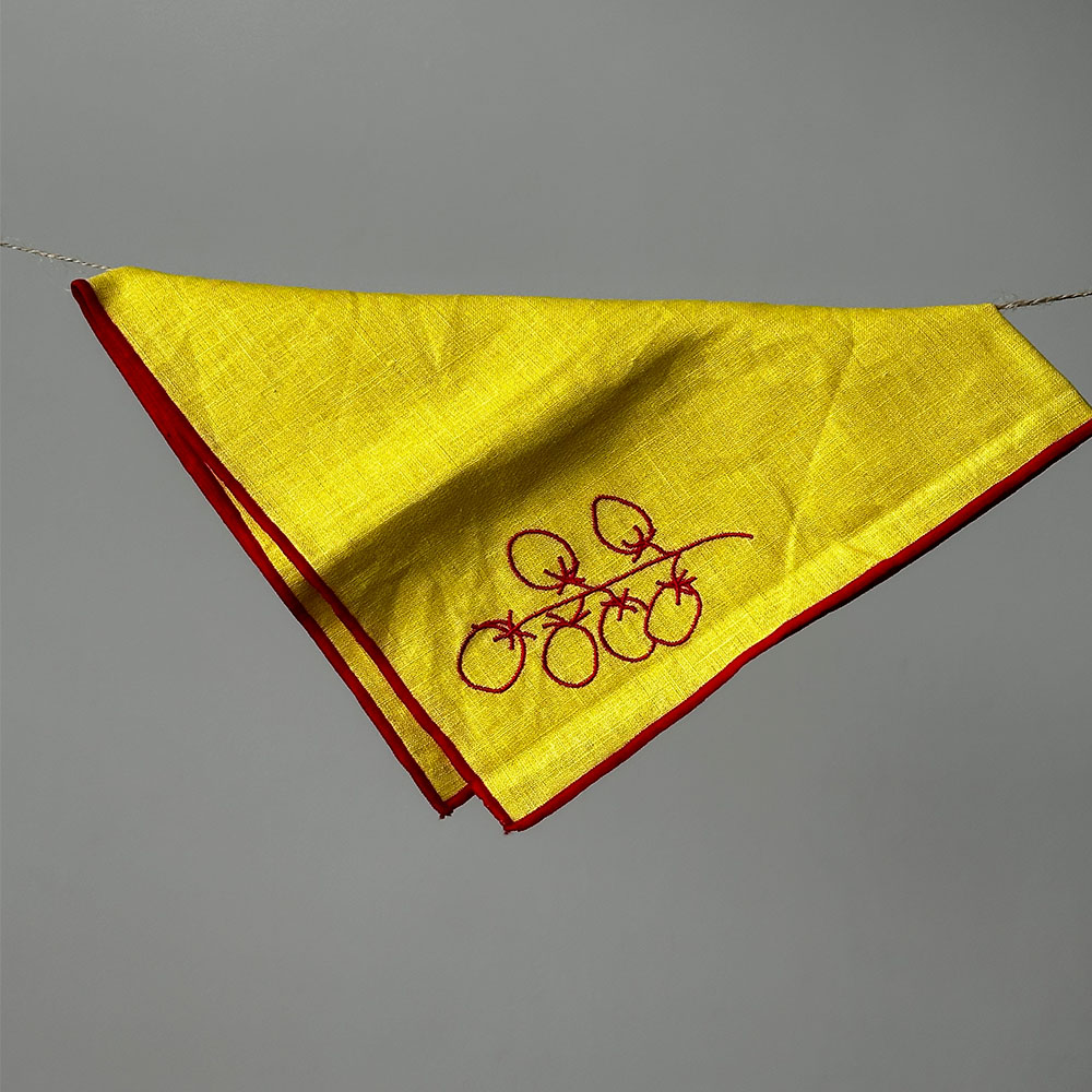 【英國 MÆGEN】刺繡棉麻餐巾組-黃 (蕃茄), , large