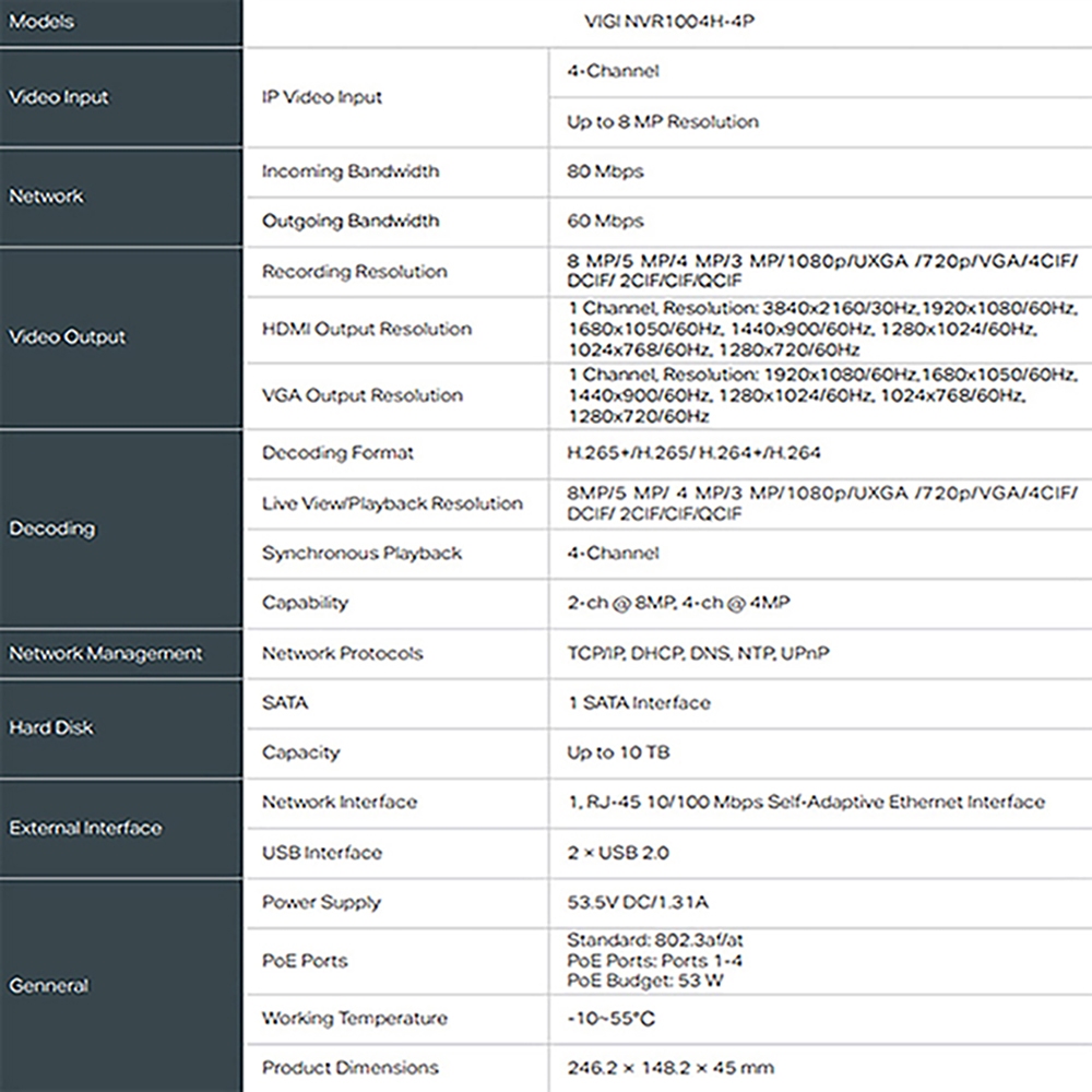 TP-LINK 昌運監視器組合 VIGI NVR1004H-4P 4路主機+VIGI C355 5MP全彩網路攝影機*4, , large