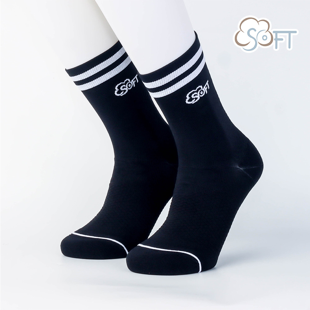 【SOFT】Light Compression socks-classic black and white, , large