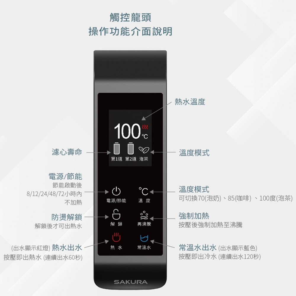 【麗水生活】SAKURA 櫻花 廚下雙溫淨熱飲 P0585 雙溫觸控式飲水機｜淨飲一體, , large