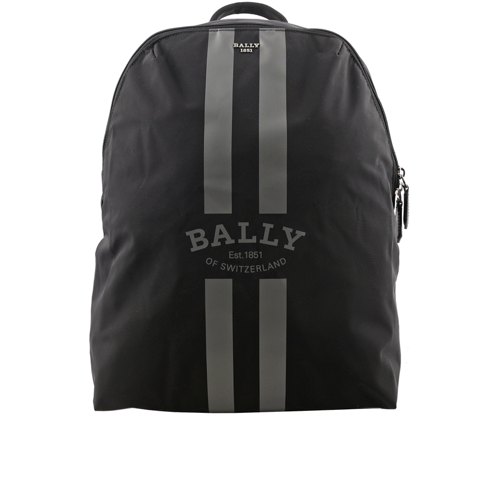 BALLY On The Go Round 條紋尼龍後背包/贈收納袋/黑色, , large
