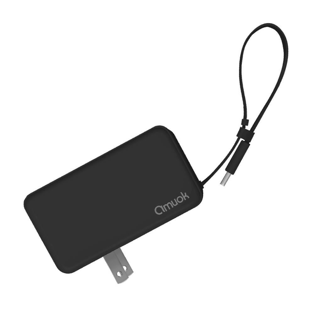 【amuok】COMPACT STRENGTH Charger with Power Bank for Type-C(Black), , large