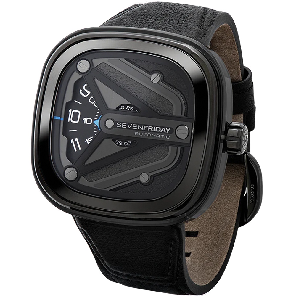 SEVENFRIDAY Spaceship 太空船 自動上鍊機械錶 送禮-黑/47x47.6mm  M3/07, , large