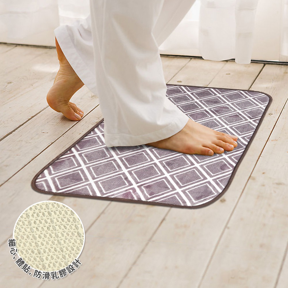 【格藍傢飾】新潮流舒壓吸水防滑地墊 (四色可選) 記憶棉地墊 止滑墊 腳踏墊 廁所浴室地墊 防滑, , large