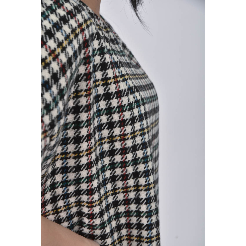 (S) zara格紋寬鬆白色洋裝二手衣, , large