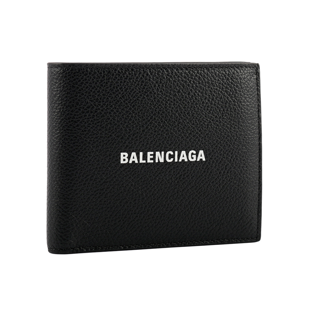 BALENCIAGA 經典LOGO牛皮8卡對開短夾/黑, , large