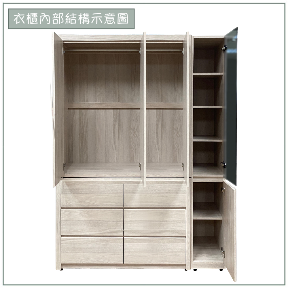 【唯熙傢俱】馬修斯橡木白5尺衣櫃, , large