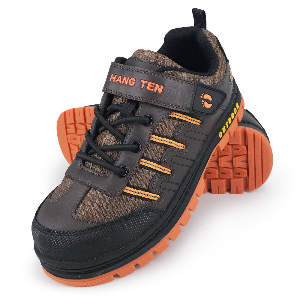 HANG TEN 鋼頭運動鞋防穿刺 工作鞋 安全鞋 防護鞋 魔鬼氈 透氣 吸濕 排汗 散熱 防砸 耐磨 止滑 黑 咖啡, , large