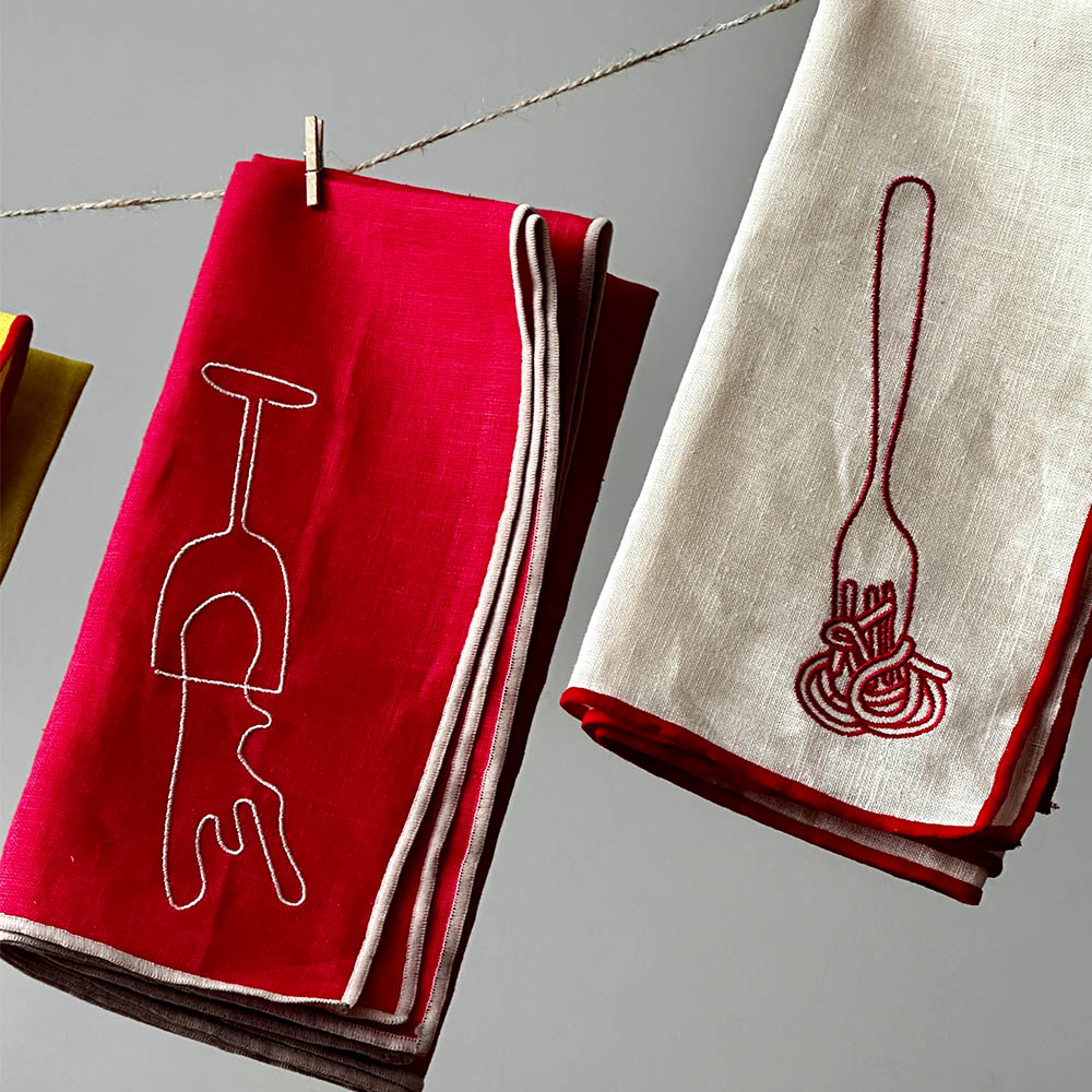 Embroidered Napkins-Spagetti, , large