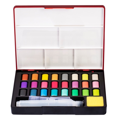 FABER-CASTELL輝柏 攜帶型24色水彩塊-金屬色(576027), , large