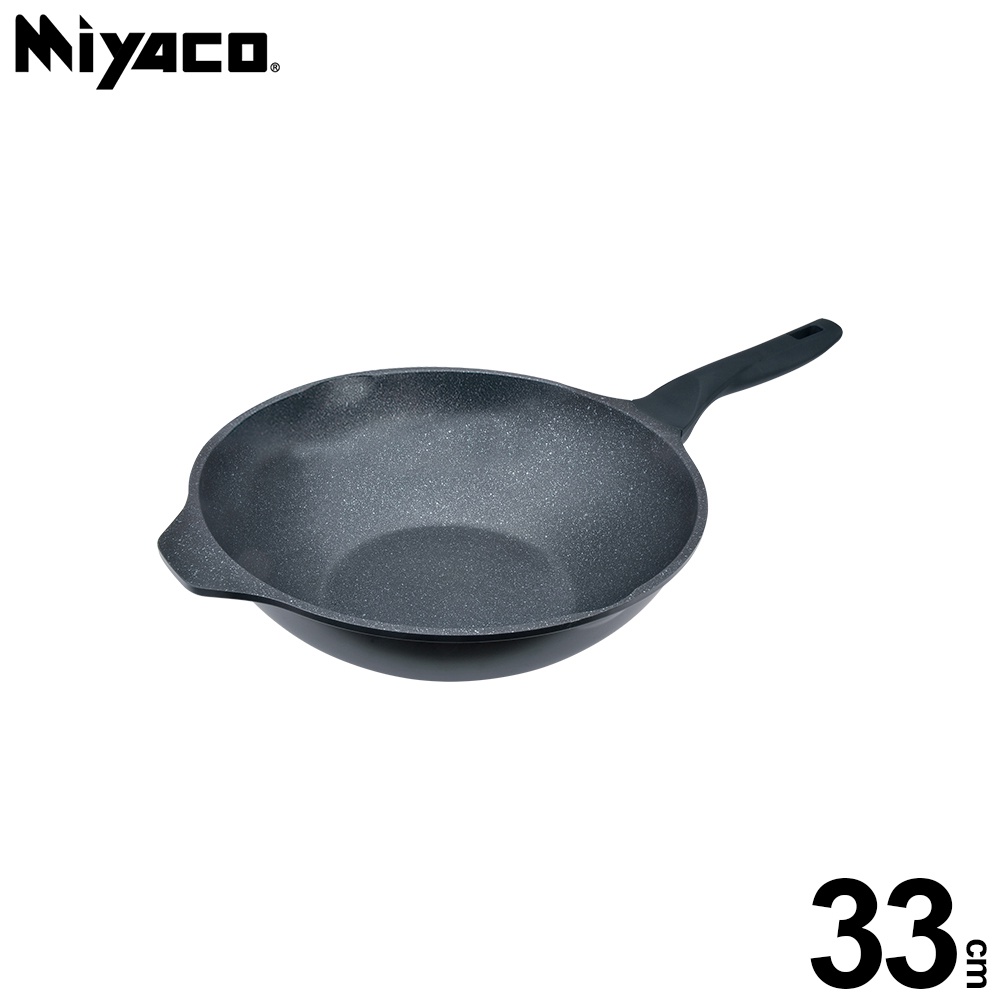 Miyaco 米雅可 礦岩鑄造不沾炒鍋深型炒鍋IH無蓋附蓋 33cm無蓋-Leidea樂德兒, , large