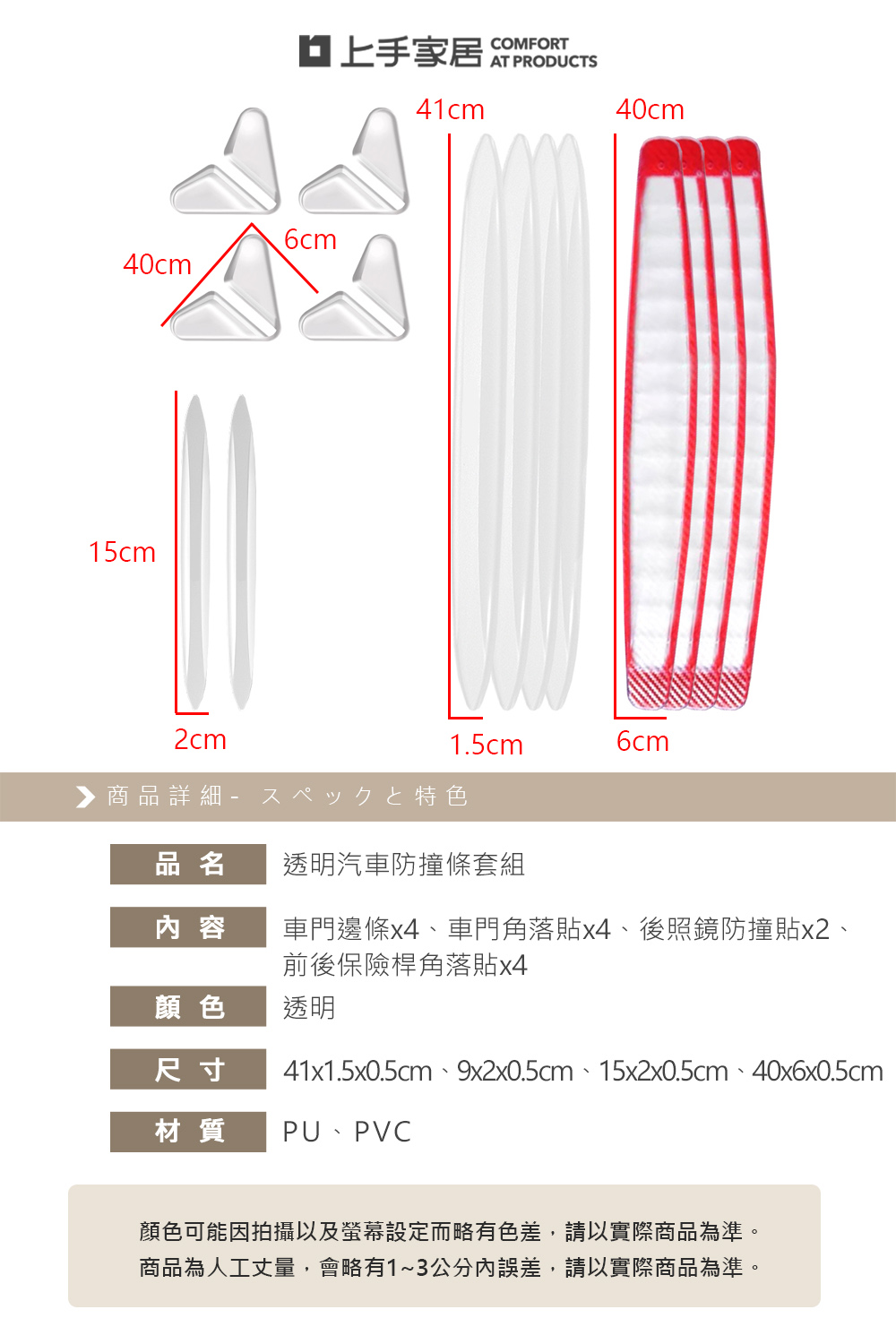 【上手家居】透明汽車防撞條套組-透明(車門防撞條/車門防撞墊/防撞門墊/防撞邊條), , large