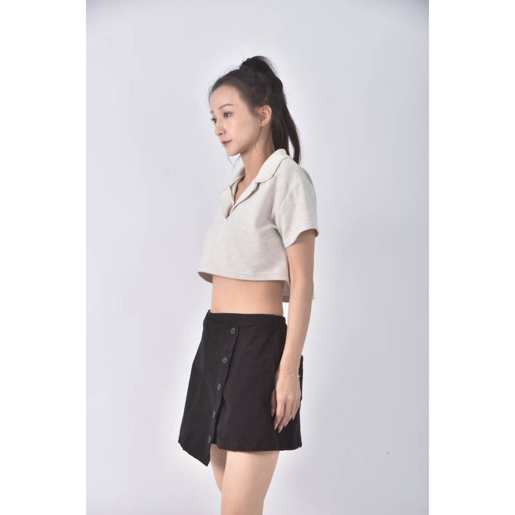 (M) dailo高腰排扣黑色短褲二手衣, , large