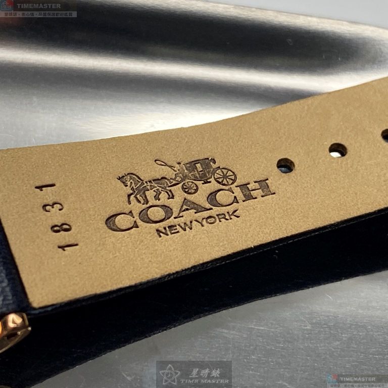 [星晴錶業]COACH手錶,36mm,CH00009黑色錶面玫瑰金錶殼深黑色真皮皮革錶帶款, , large