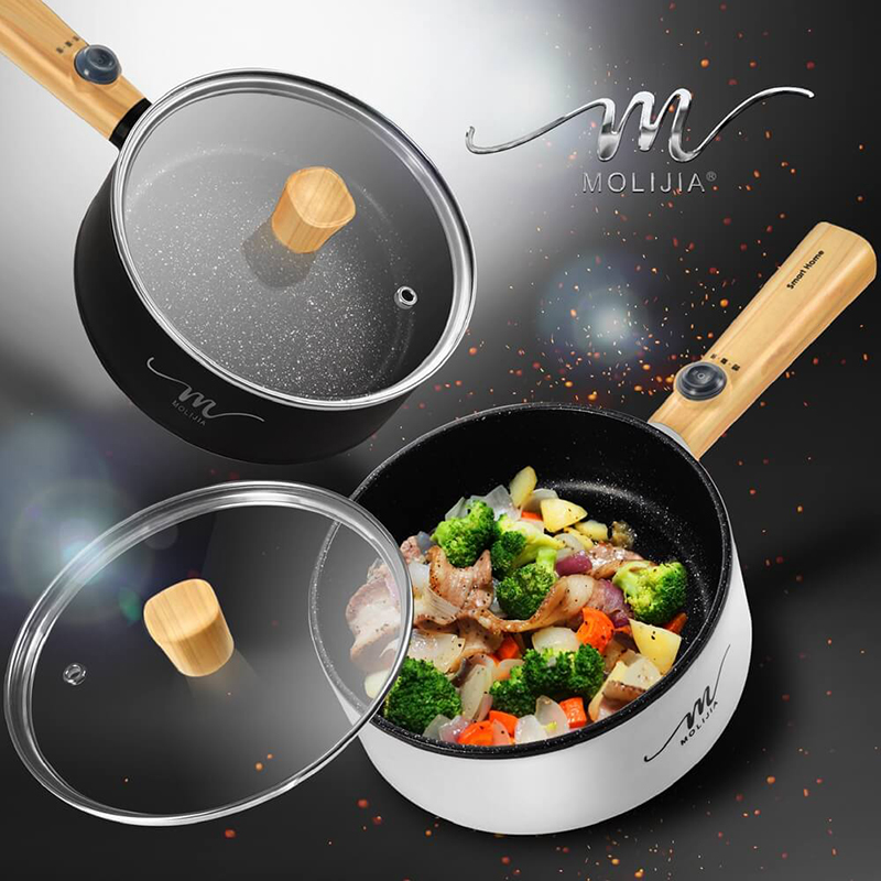【MOLIJIA】1.6L-M18 Multifunctional Non-stick Electric Cooker - Black Wood Grain, , large