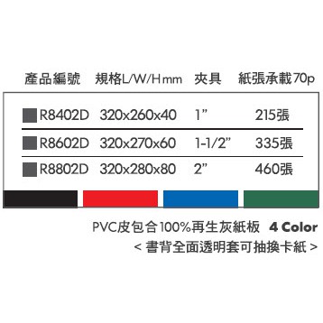 REGINA立強牌 R8602D 美式D型二孔夾 文件夾 資料夾 檔案夾黑, , large