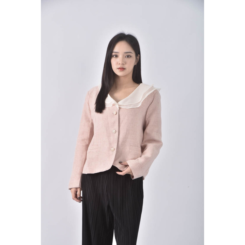 (L) jiang jiang質感假口袋粉色外套二手衣, , large
