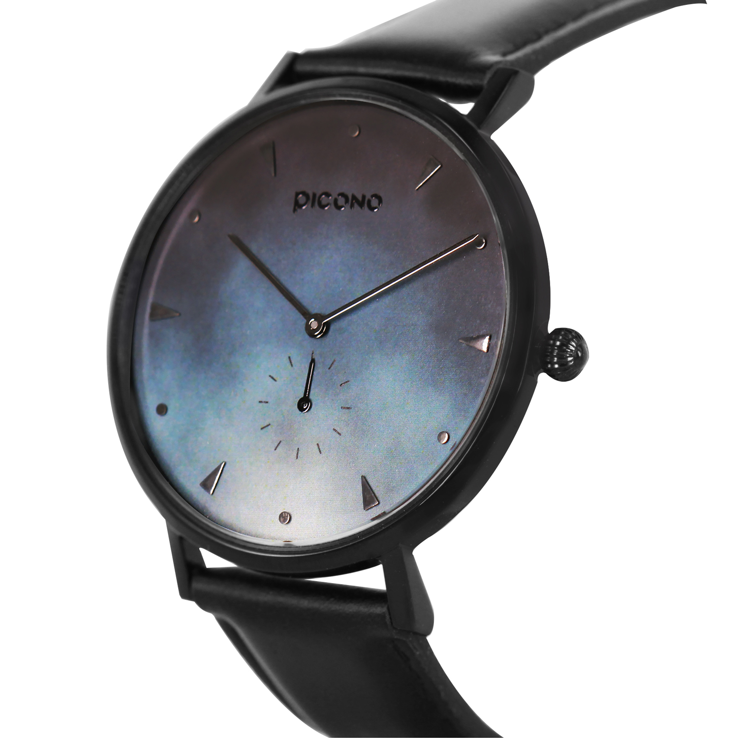 【PICONO】A week collection black leather strap watch-Gray Blue / AW-7603, , large