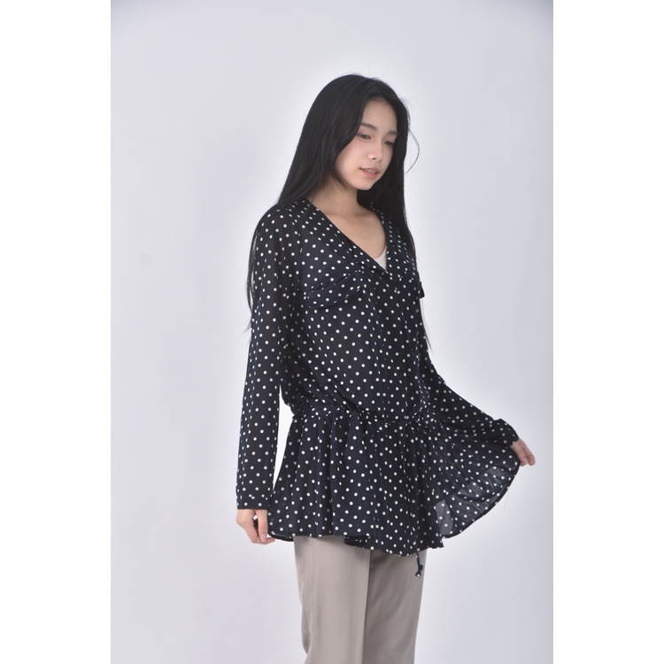 (S) t parts點點藍色長袖上衣二手衣, , large