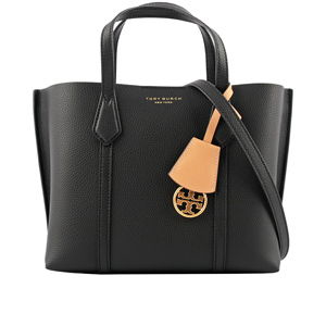 Tory Burch Perry 荔枝皮革三層小托特包/黑色, , large