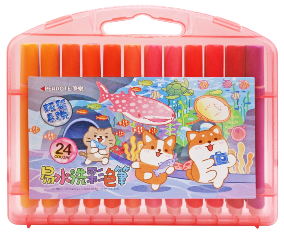 【PENROTE 筆樂】柴語錄24色易水洗彩色筆 粉, , large