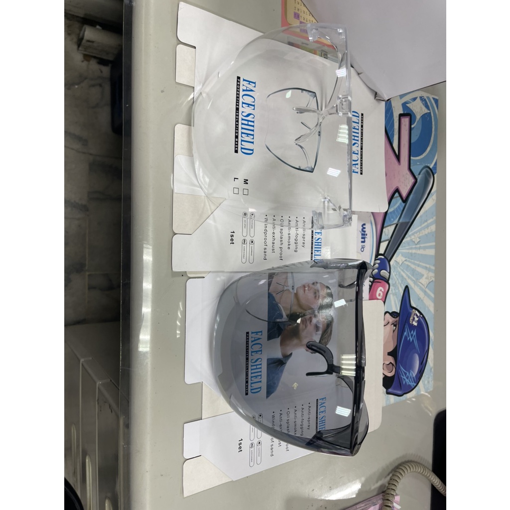 WIN五金 台灣現貨 面罩式安全眼鏡 透明面罩 防噴濺 防飛沫 安全面罩 安全眼鏡 透明眼鏡 護目鏡 防疫小品 面罩, , large