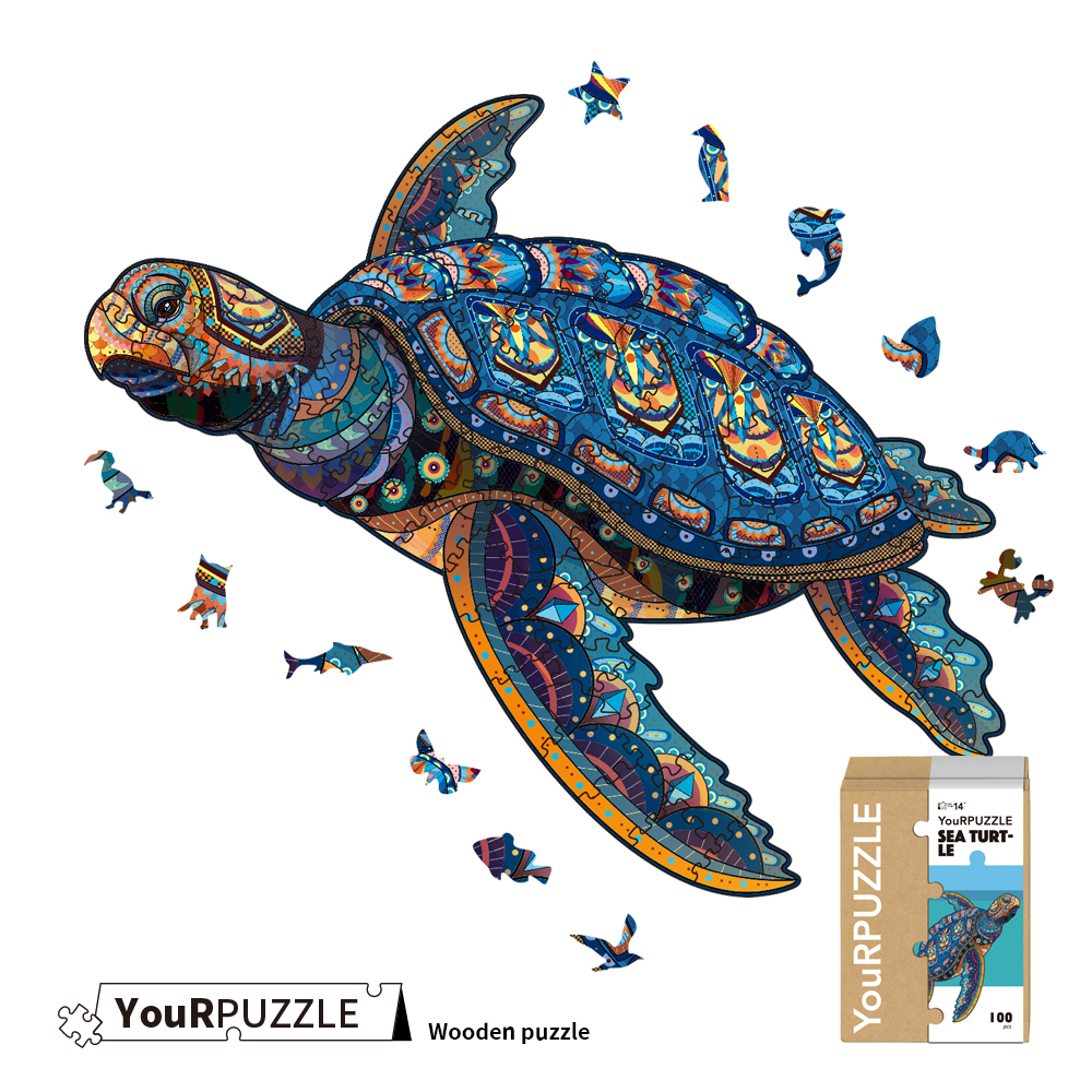  [Brick Republic]YouRPUZZLE Taiwan Stock &ndash; Sea Turtle Puzzle (Certified Wooden Animal Puzzle)