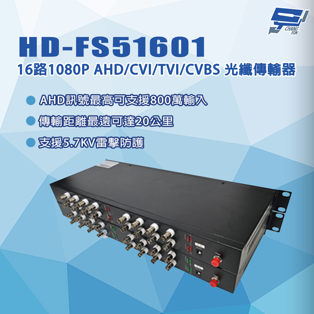 昌運監視器 HD-FS51601 16路1080P AHD/CVI/TVI/CVBS 光纖傳輸器, , large